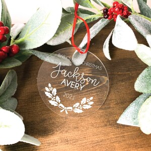 Engraved Baby&#39;s First Christmas Ornament: Personalized Keepsake (Wood or Acrylic)