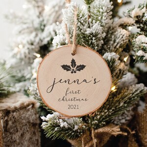 Engraved Baby&#39;s First Christmas Ornament: Personalized Keepsake (Wood or Acrylic)