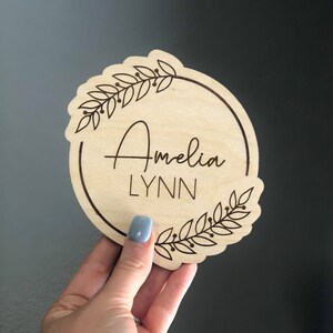 Engraved Baby Name Sign: Wooden Nursery Decor, Birth Announcement
