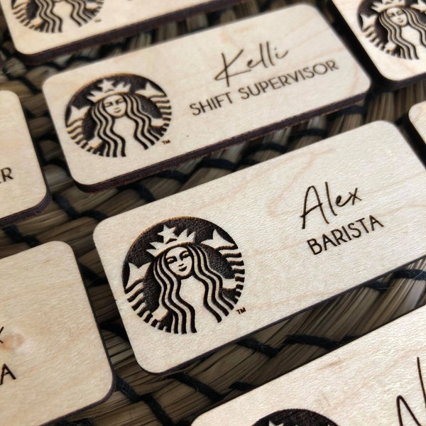 Custom Name Tags for Work, Quality Custom Name Tags, Engraved Wood Name Tag, Magnetic Name Badge, Wood Name Tag Pin, Personalized Name Badge