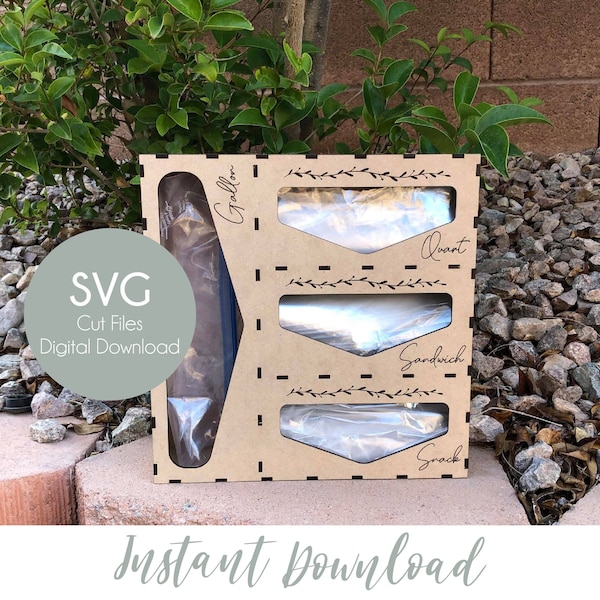 Baggie Storage Organizer SVG |  Sandwich Bag Holder |  Laser Cut File | SVGs | Instant Digital Download with Instructions