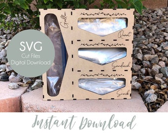 Baggie Storage Organizer SVG |  Sandwich Bag Holder |  Laser Cut File | SVGs | Instant Digital Download with Instructions