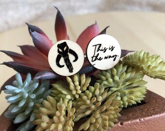 Engraved Wood Cufflinks: "This is the Way", Space Inspired