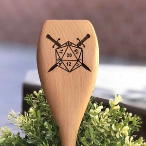 Custom Wood Spoons, Dungeons and Dragons Gift, Gamer Gift Handmade in the US, Gamer Kitchen and Home Décor, Personalized Wood Spoons