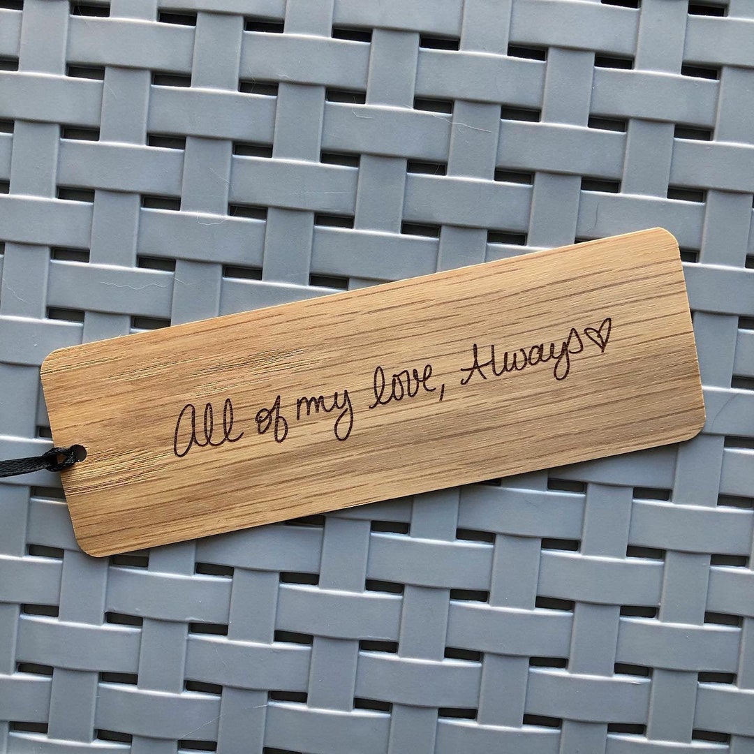 Note Card Bookmark Engraved Wood Bookmark: Personalized Handwritten Note, Sentimental Gift ...