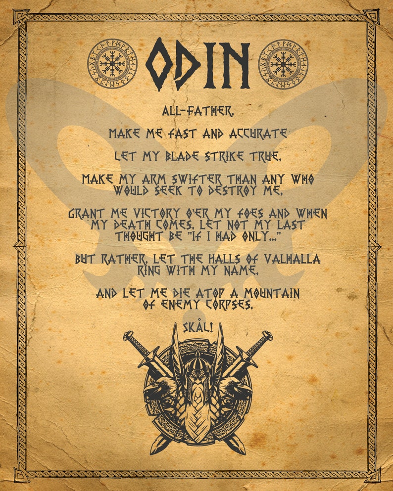 Odin Prayer Printable Viking Art Odin Poster Viking God - Etsy