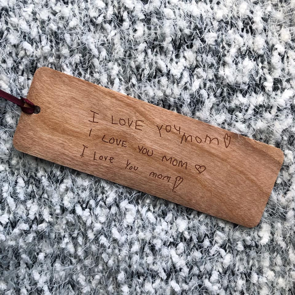 Note Card Bookmark Your Handwritten Note Engraved on a Wooden Bookmark | Customized ...