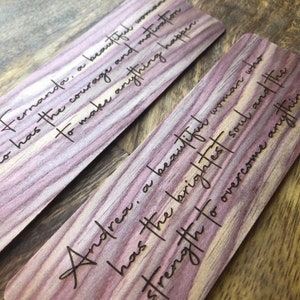 Engraved Personalized Bookmarks Custom Bookmarks Handwritten Sentimental Gift Wooden Bookmarks Wood Anniversary image 6