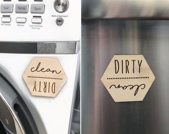 Farmhouse Clean Dirty Magnet: Engraved Wood Kitchen Decor
