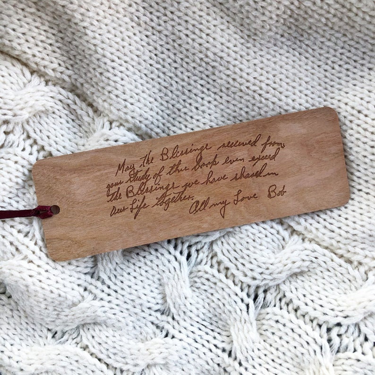Note Card Bookmark Your Handwritten Note Engraved on a Wooden Bookmark | Customized ...