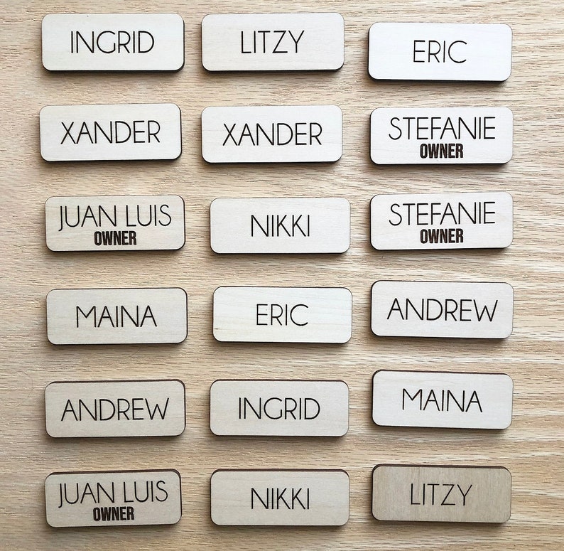 Engraved custom name tags magnetic or safety pin premium etsy