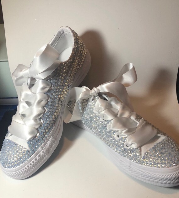 bedazzled white converse
