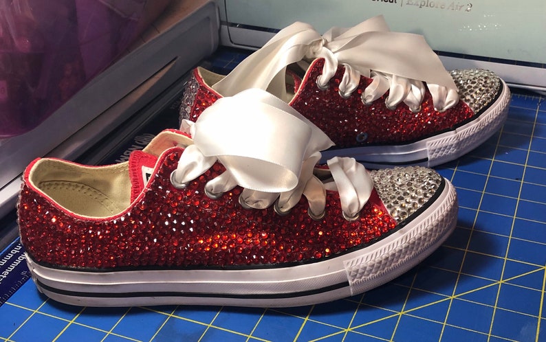 Red bedazzled converse Clearance