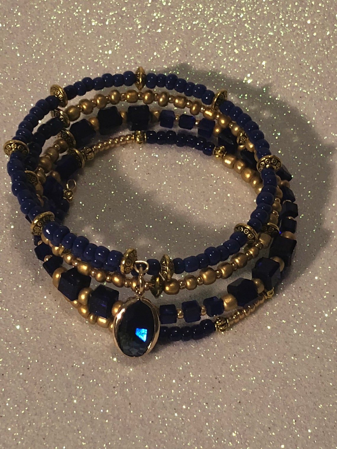 Cobalt Blue Crystal Bead Bracelet Etsy