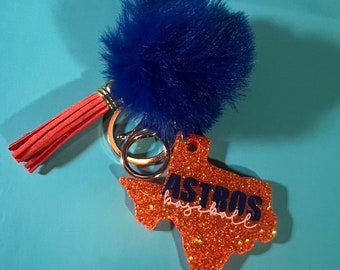Blue and Orange Baseball Keychain