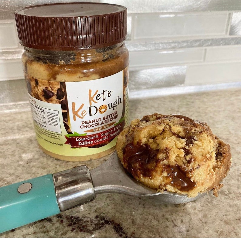 Keto Cookie Dough: Peanut Butter Chocolate Chip Cookie Dough. Keto Friendly Edible Cookie Dough Sugar Free, Low Carb, gluten free Snack image 2