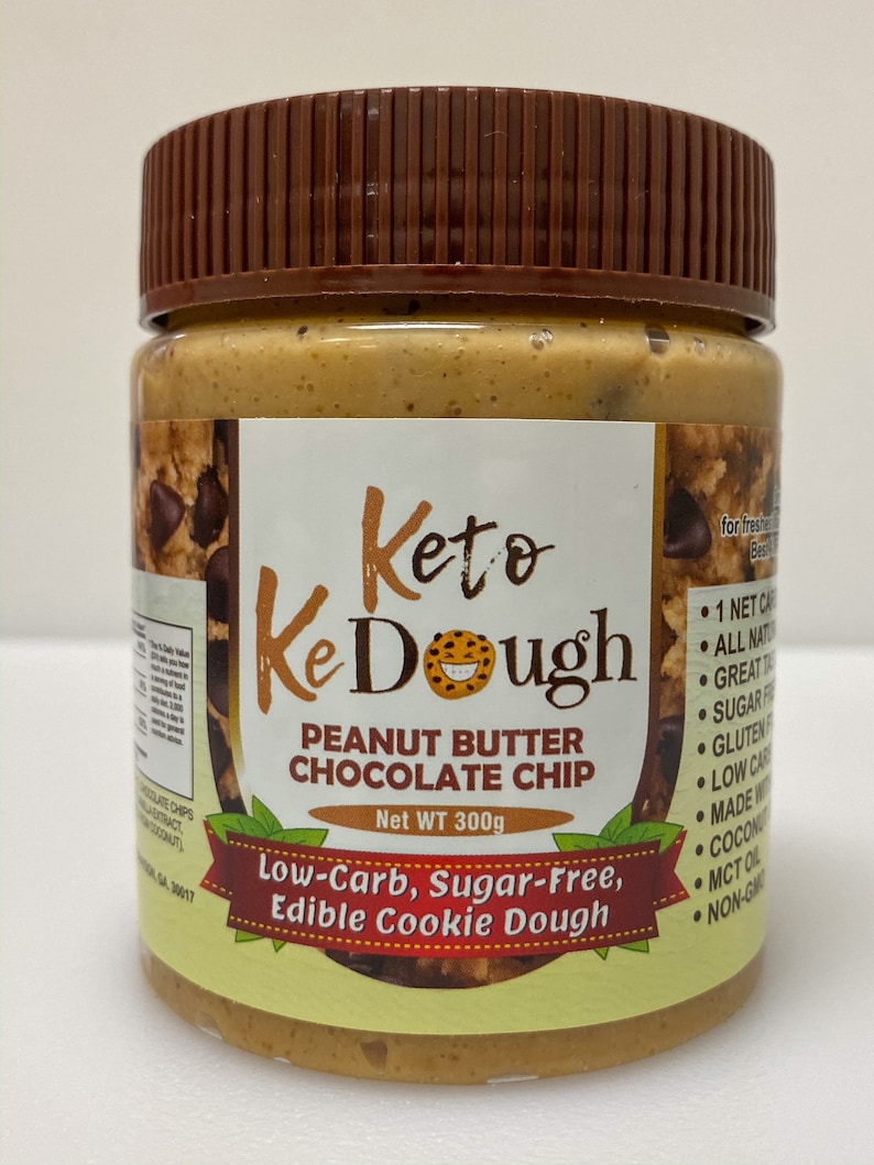 Keto Cookie Dough: Peanut Butter Chocolate Chip Cookie Dough. Keto Friendly Edible Cookie Dough Sugar Free, Low Carb, gluten free Snack image 1