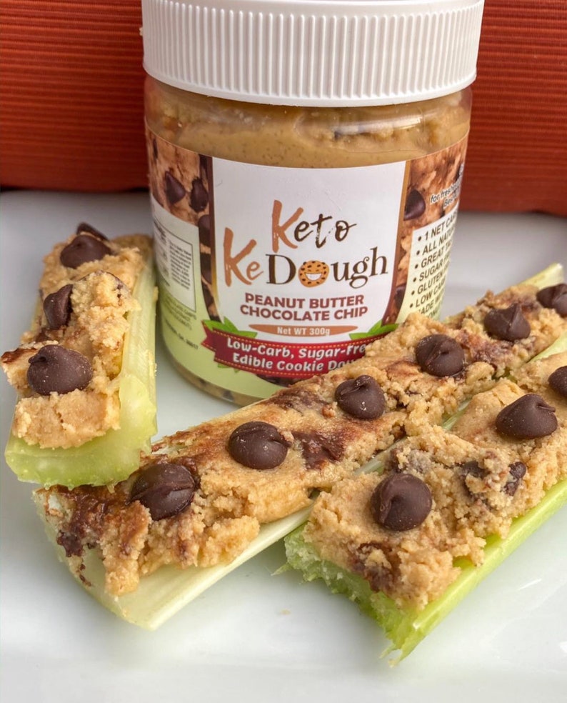 Keto Cookie Dough: Peanut Butter Chocolate Chip Cookie Dough. Keto Friendly Edible Cookie Dough Sugar Free, Low Carb, gluten free Snack image 6