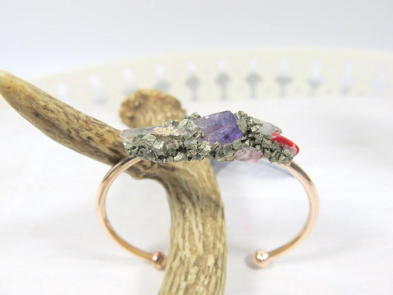 Birthstone Jewelry -Brac-117 Gemstone Bangle Bracelet Pyrite Bangle Amethyst Bangle Quartz Crystal Bracelet