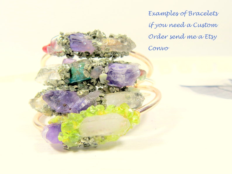 Birthstone Jewelry -Brac-117 Gemstone Bangle Bracelet Pyrite Bangle Amethyst Bangle Quartz Crystal Bracelet