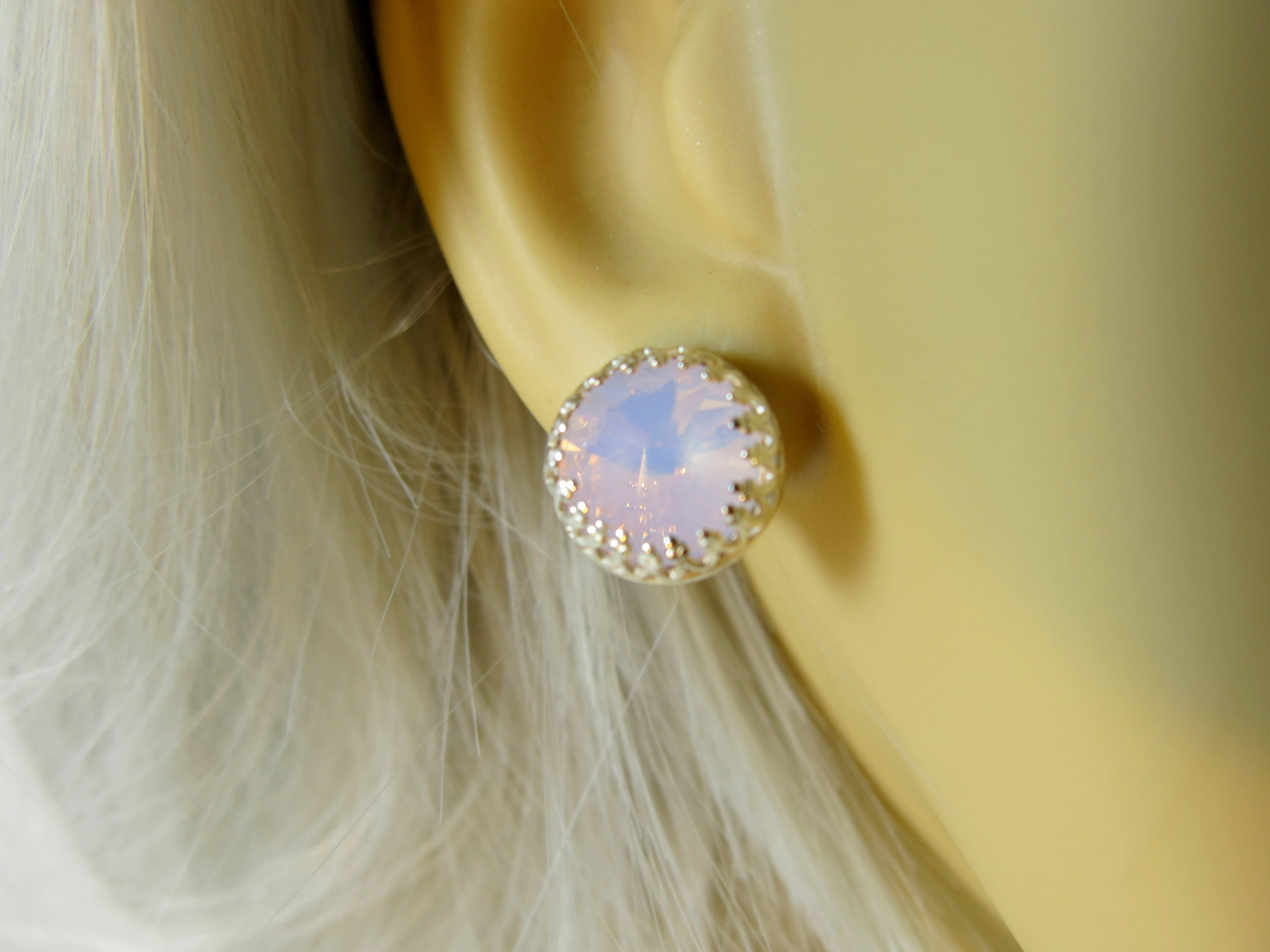 Light Pink Earring Bridesmaid Stud Earring Swarovski Etsy