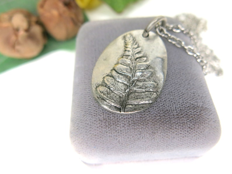 Fern Silver Toned Necklace for Plant Lover Fern Necklace Silver Nature Lover Necklace Plant Lover Jewelry Silver Leaf Botanical Gift image 2