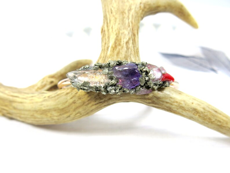 Birthstone Jewelry -Brac-117 Gemstone Bangle Bracelet Pyrite Bangle Amethyst Bangle Quartz Crystal Bracelet