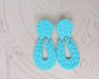 Basket Weave Fiji Earring - Island Earring - Spring Earring - Classic Earring - Beach Earring - Turquois Polymer Clay Earring - Spring -225