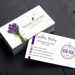 Biglietto da visita personalizzato Young Living, biglietti da visita YL, oli essenziali Young Living, carta distributore Young Living YL24