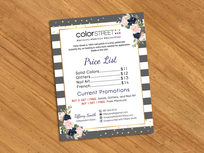 PRINTABLE Color Street Price List Color Street Price Chart Etsy