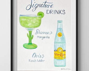 Custom Drink Sign, Wedding Drink Sign, Signature Drink Sign