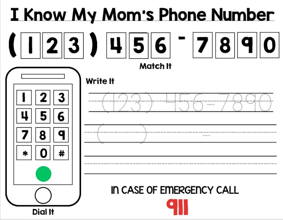 Custom Phone Number Practice Sheet - Etsy