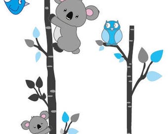 Wall sticker trees with koala bears and OWL