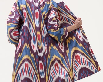 Handwoven Ikat Adras chapan ,coat ,robe,kaftan from Uzbekistan