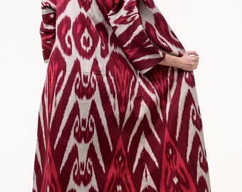 Handwoven Ikat Adras chapan ,coat ,robe,kaftan from Uzbekistan