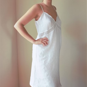Linen nightgown with adjustable shoulder straps