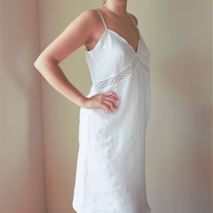 Linen nightgown with adjustable shoulder straps