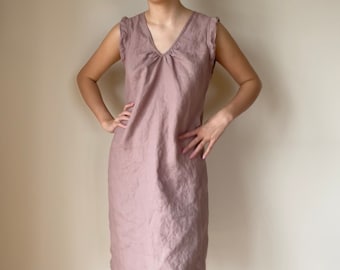 Sleeveless Linen Nightgown - Softened pure linen