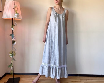 Long laced linen nightgown