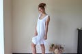 Sleeveless Linen Nightgown with Ruffle Hem, Softened Flax Lounge Dress product logo