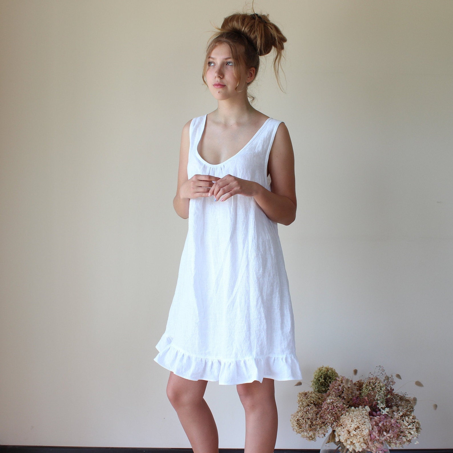 Linen Nightgown Softened Pure Linen - Etsy