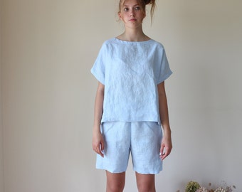 Softened Linen Pajama - Shorts And Top.