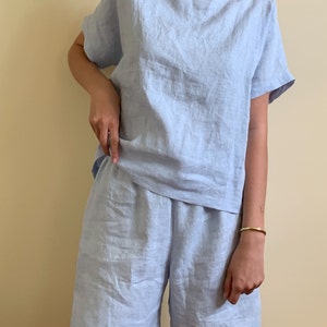 Softened Linen Pajama - Shorts And Top.