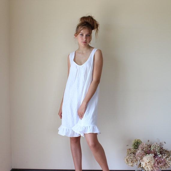 white linen night dress