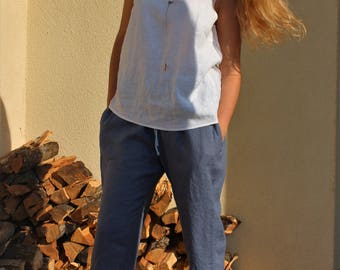 Softened linen woman pants