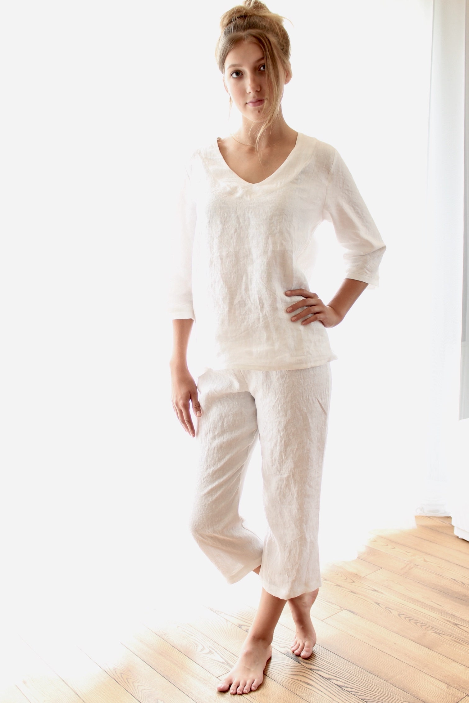 Linen Pajama Set for Women
