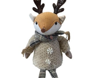 Christmas Nordic Reindeer Sitting Fox With Cream Jumper, 38cm