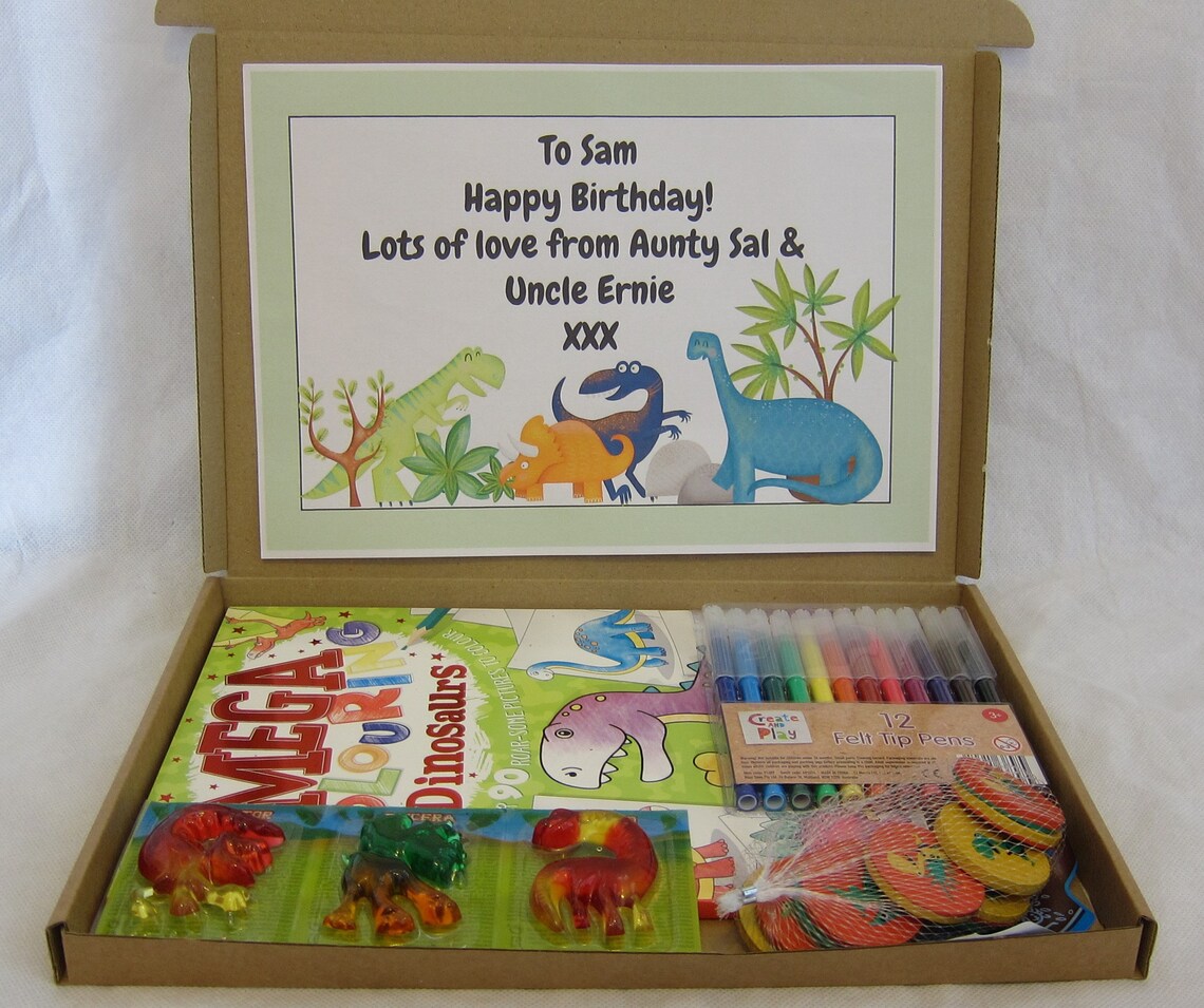 Personalised Dinosaur Activity Large letterbox gift box Etsy