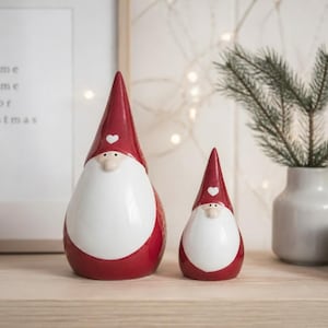 Red & White Ceramic Nordic Gonks Santa Father Christmas,Christmas decorations Gonk,available in 2 sizes Gnome Tomte