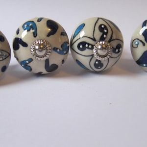 Ethnic ceramic door knobs knob blue/white